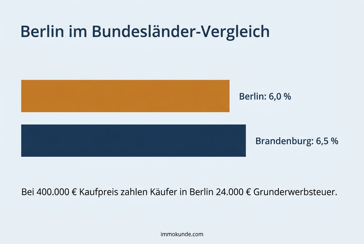 Infografik: Grunderwerbsteuer Berlin im Vergleich mit den Nachbarländern