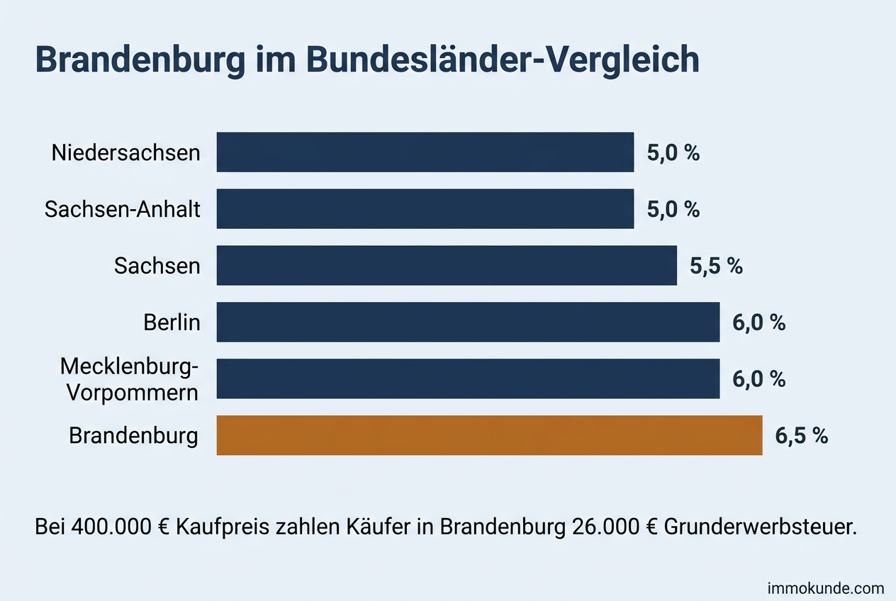 Infografik: Grunderwerbsteuer Brandenburg im Vergleich mit den Nachbarländern