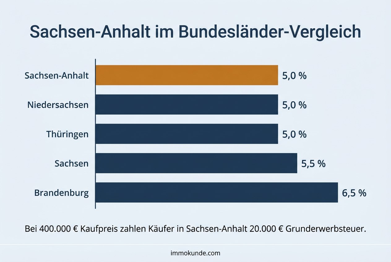 Infografik: Grunderwerbsteuer Sachsen-Anhalt im Vergleich mit den Nachbarländern